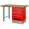 Robuste Werkbank mit 40 mm MDF-Arbeitsplatte 1800 mm inkl. Werkzeugschrank mit 8 Schubladen Rot
