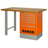 Robuste Werkbank mit 40 mm MDF-Arbeitsplatte 1800 mm + Werkzeugschrank mit 7 Schubladen Orange