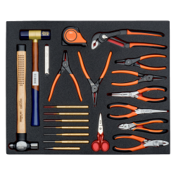 3/3 Einlage Zangen + Schlagwerkzeuge + Messwerkzeuge21-tlg