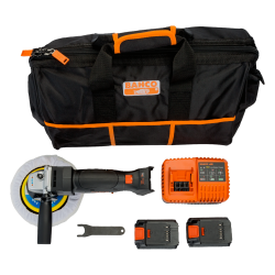 18V Akku Winkelschleifer-Satz (5" Scheibengröße | 45 mm Aufnahme) im Koffer - Inkl. zweitem Akku